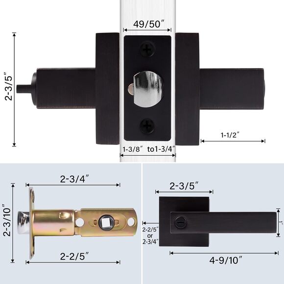 New Golingda Bathroom Door Lock w/ Heavy Duty Door Lever / Brushed Bronze - Picture 3 of 6